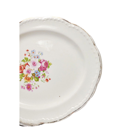 VTG Crooksville Oval Serving Plate Platter Embossed Gold Trim Floral Rose 13.5” - Picture 7 of 8